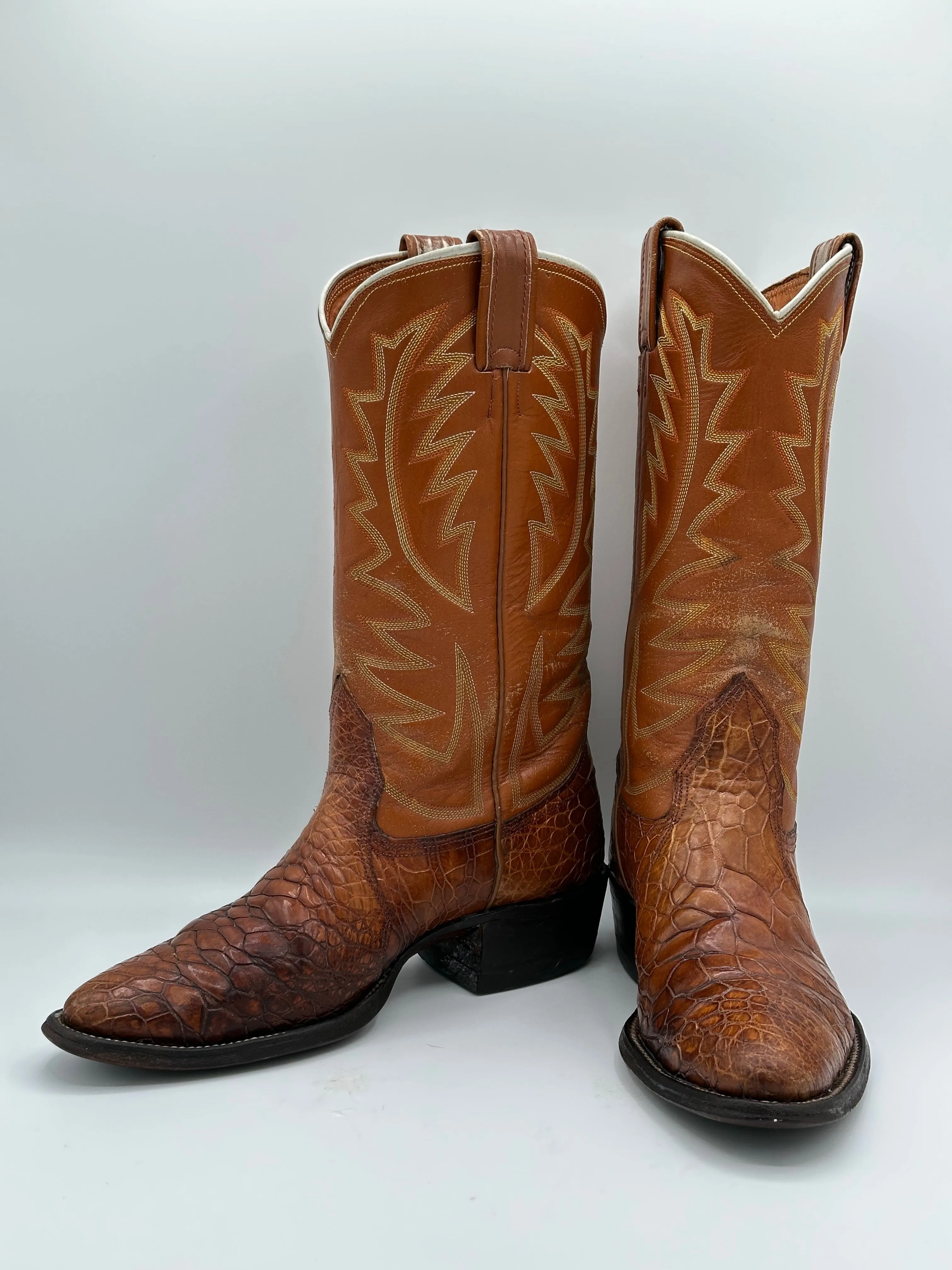 1970's Nocona Honey Preban Sea Turtle Cowboy Boots size 8 D