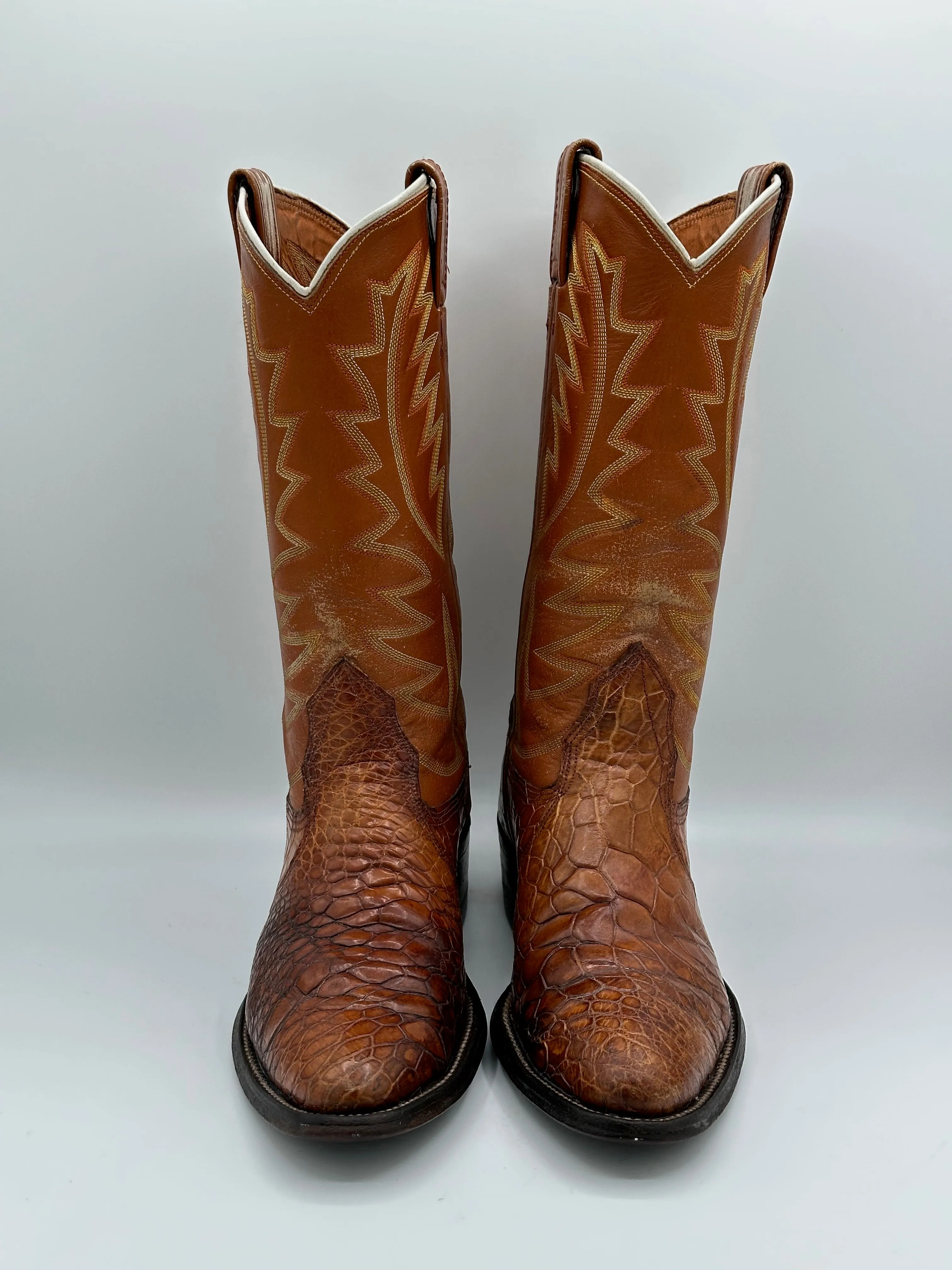 1970's Nocona Honey Preban Sea Turtle Cowboy Boots size 8 D