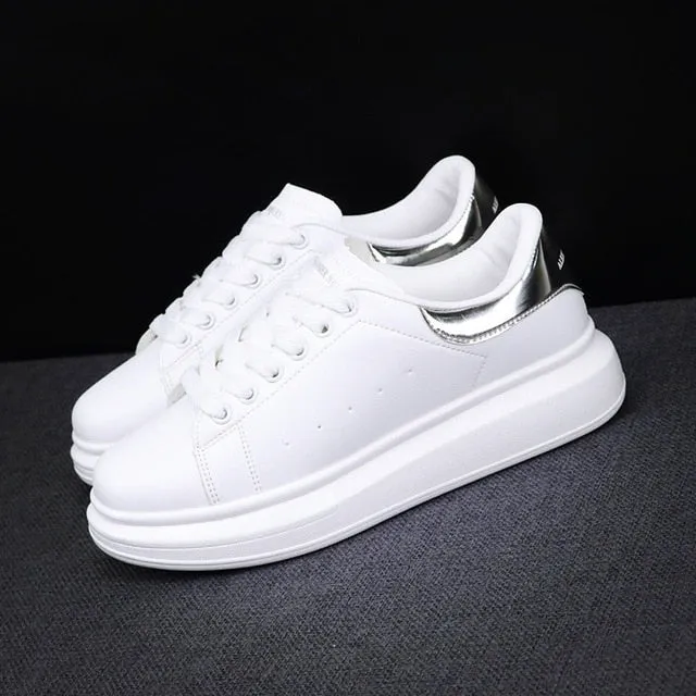 2019 New Designer Wedges White Shoes Female Platform Sneakers Men Tenis Feminino Casual Female Man Shoes Leather Shoes