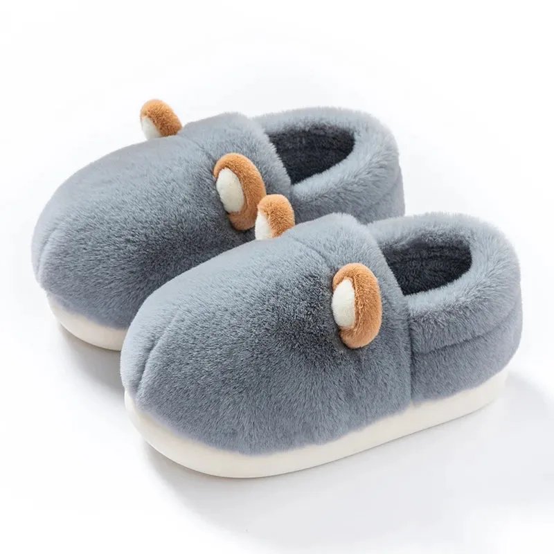 2024 new cotton slippers with wrapped heels female corgi dog home slippers domestic thick soled warm plush shoes male