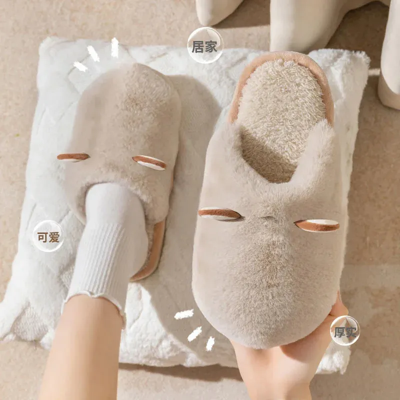 2024 new cotton slippers with wrapped heels female corgi dog home slippers domestic thick soled warm plush shoes male