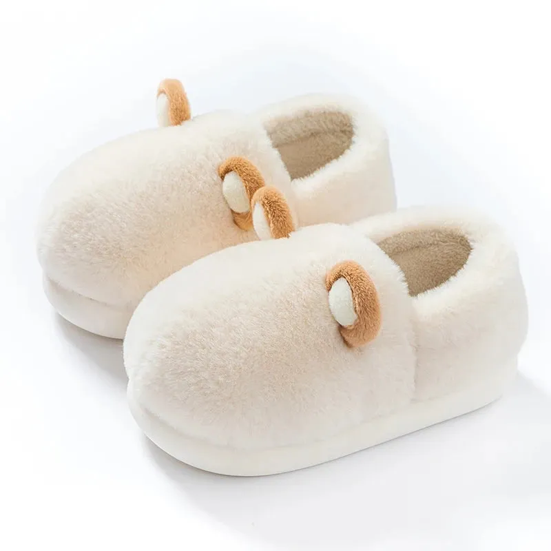 2024 new cotton slippers with wrapped heels female corgi dog home slippers domestic thick soled warm plush shoes male
