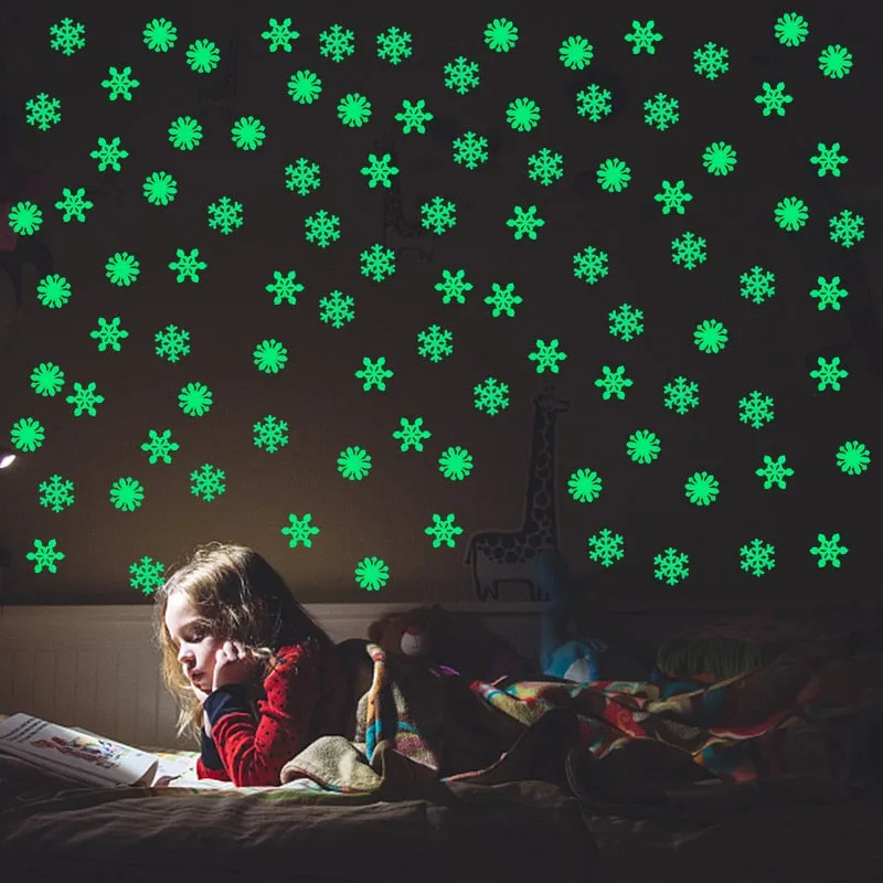 2sets 3D Snowflake Luminous Wall Sticker Fluorescent Glow - 50pcs/set