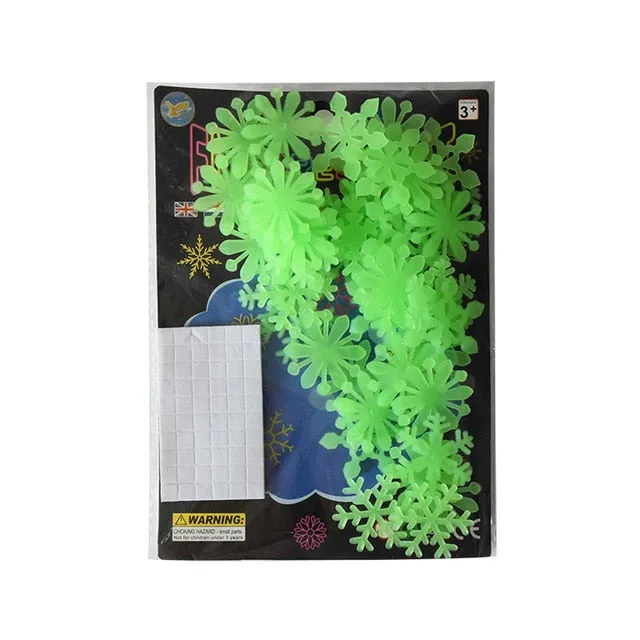 2sets 3D Snowflake Luminous Wall Sticker Fluorescent Glow - 50pcs/set