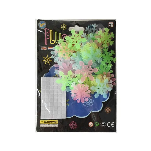 2sets 3D Snowflake Luminous Wall Sticker Fluorescent Glow - 50pcs/set