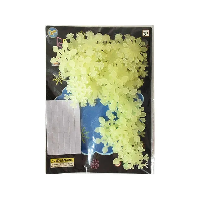 2sets 3D Snowflake Luminous Wall Sticker Fluorescent Glow - 50pcs/set