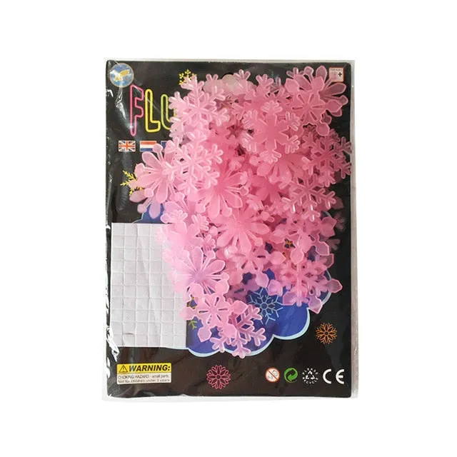 2sets 3D Snowflake Luminous Wall Sticker Fluorescent Glow - 50pcs/set