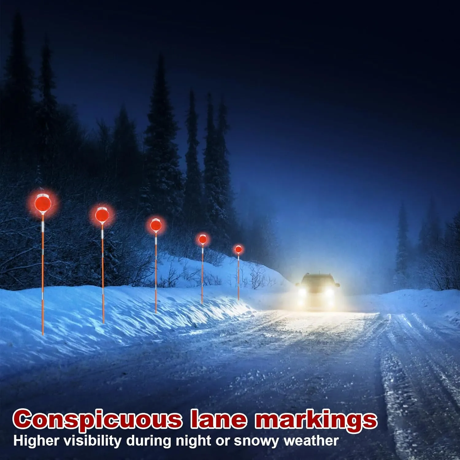48in Reflective Driveway Markers Orange Fiberglass Snow Stakes with Reflectors