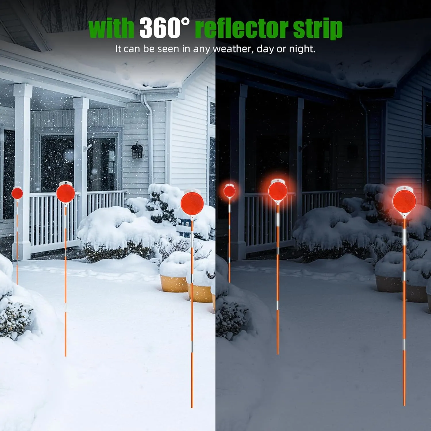 48in Reflective Driveway Markers Orange Fiberglass Snow Stakes with Reflectors
