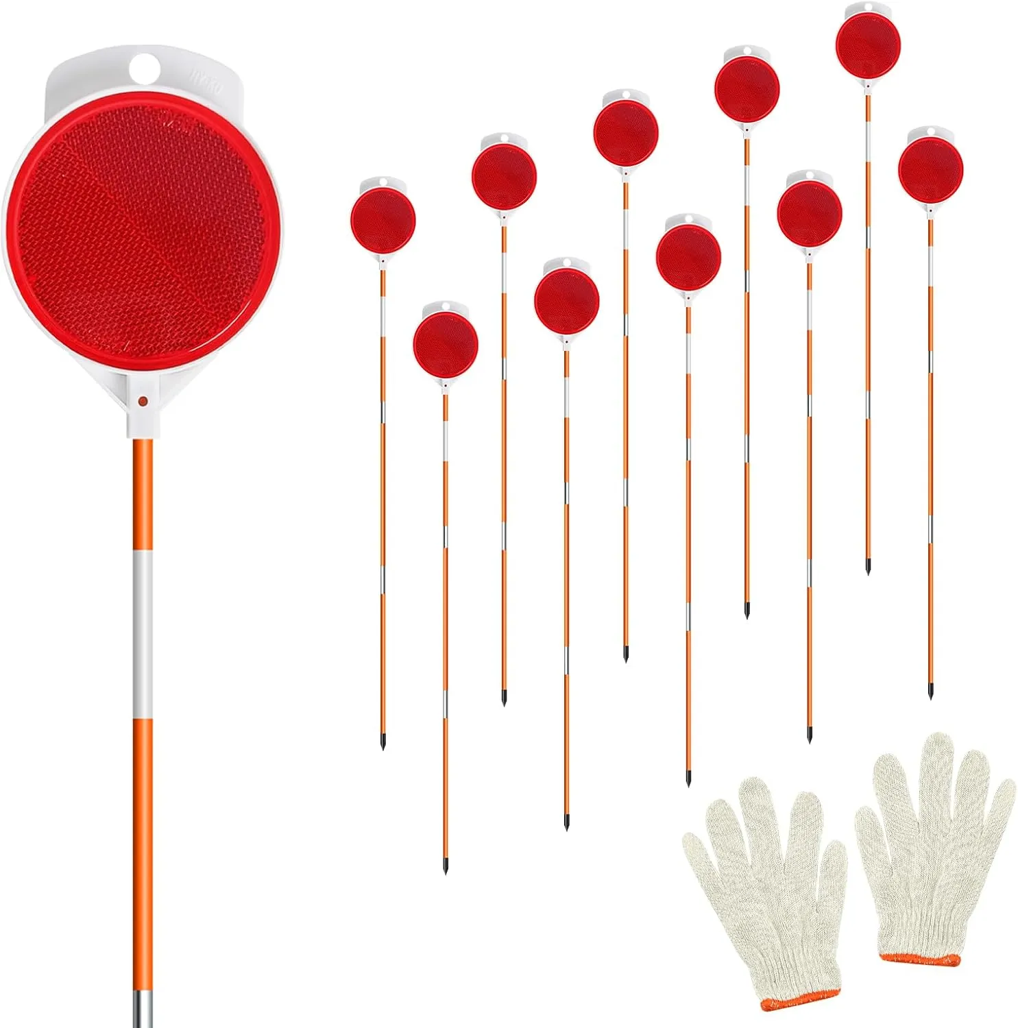 48in Reflective Driveway Markers Orange Fiberglass Snow Stakes with Reflectors