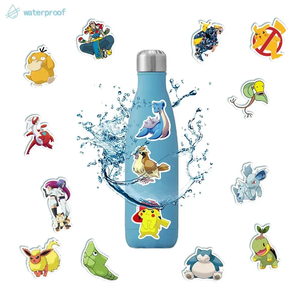 50pcs Kawaii Pokemon Stickers Waterproof Pikachu Decal Motorcycle Phone Car Skateboard Laptop Aanime Classic Stickers Kid Toy