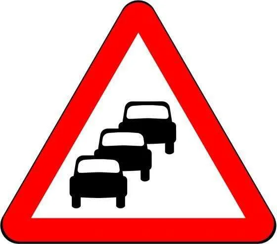 750mm Triangle - Traffic Queues Likely on Road Ahead - 584 - Rigid Plastic