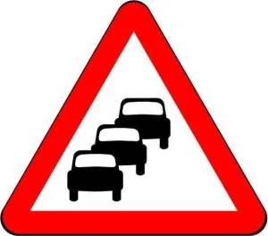 750mm Triangle - Traffic Queues Likely on Road Ahead - 584 - Rigid Plastic