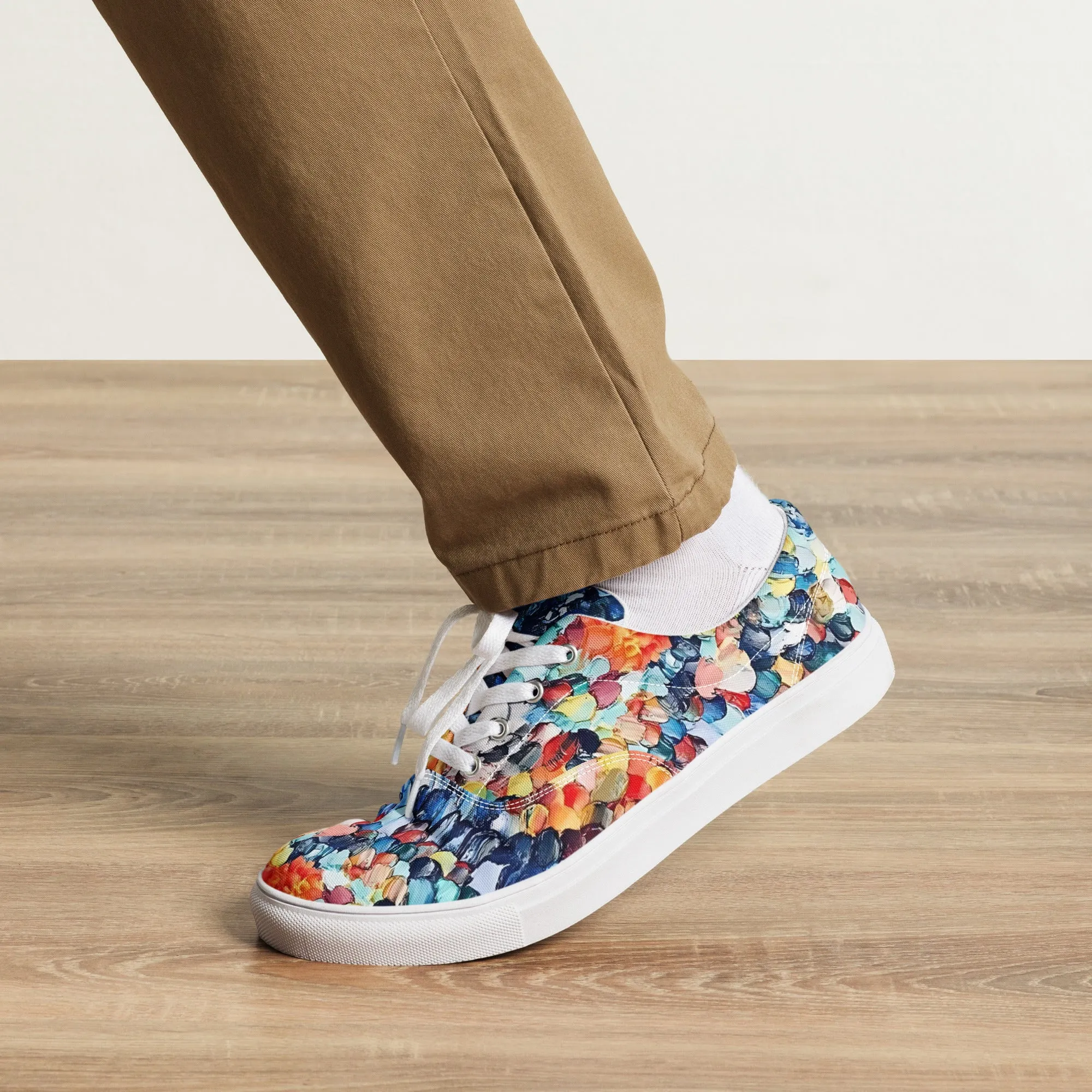 Abstract Beach Oils Men’s lace-up canvas shoes –  Free Delivery! Rock / Metal / Gothic / EDM / Clubwear - Alternative Apparel Only from Phase B Records.