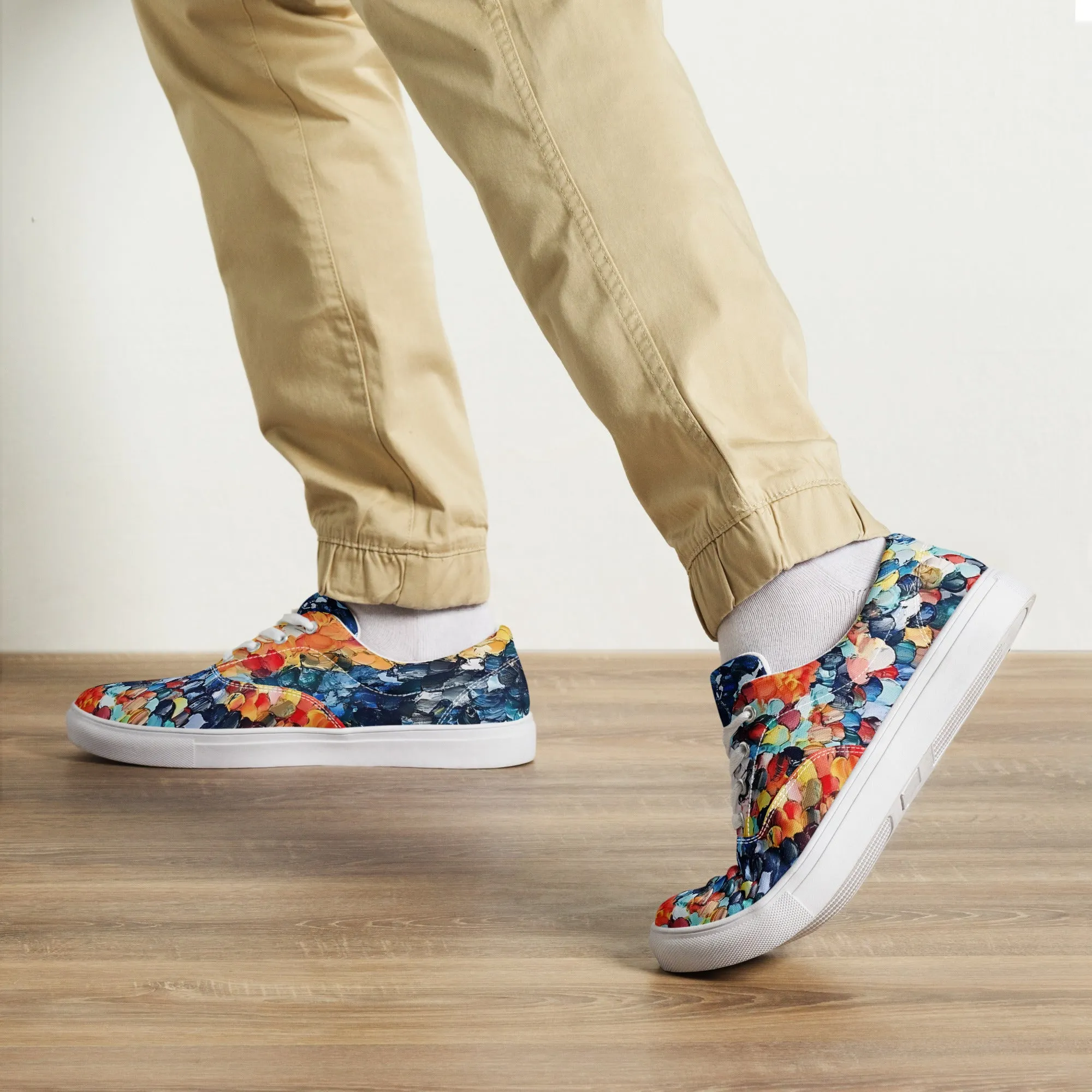 Abstract Beach Oils Men’s lace-up canvas shoes –  Free Delivery! Rock / Metal / Gothic / EDM / Clubwear - Alternative Apparel Only from Phase B Records.