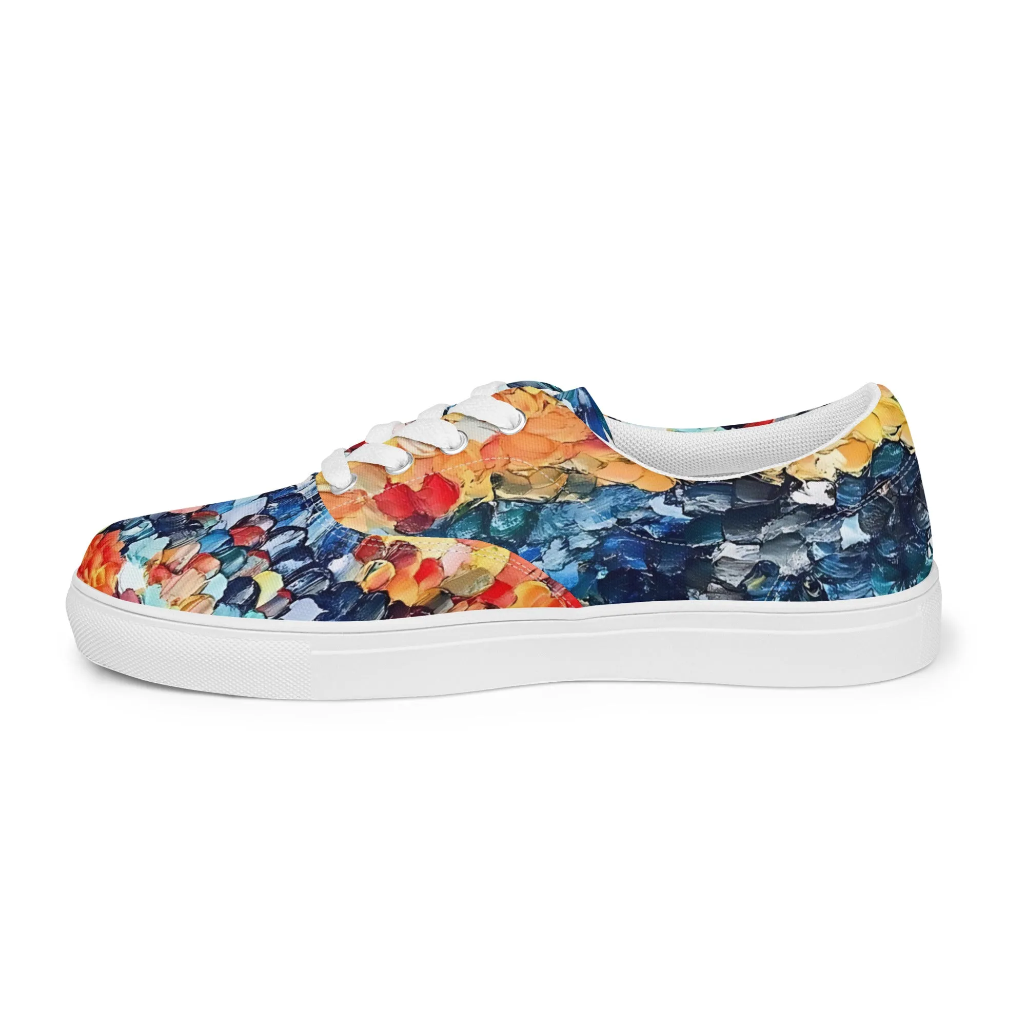 Abstract Beach Oils Men’s lace-up canvas shoes –  Free Delivery! Rock / Metal / Gothic / EDM / Clubwear - Alternative Apparel Only from Phase B Records.
