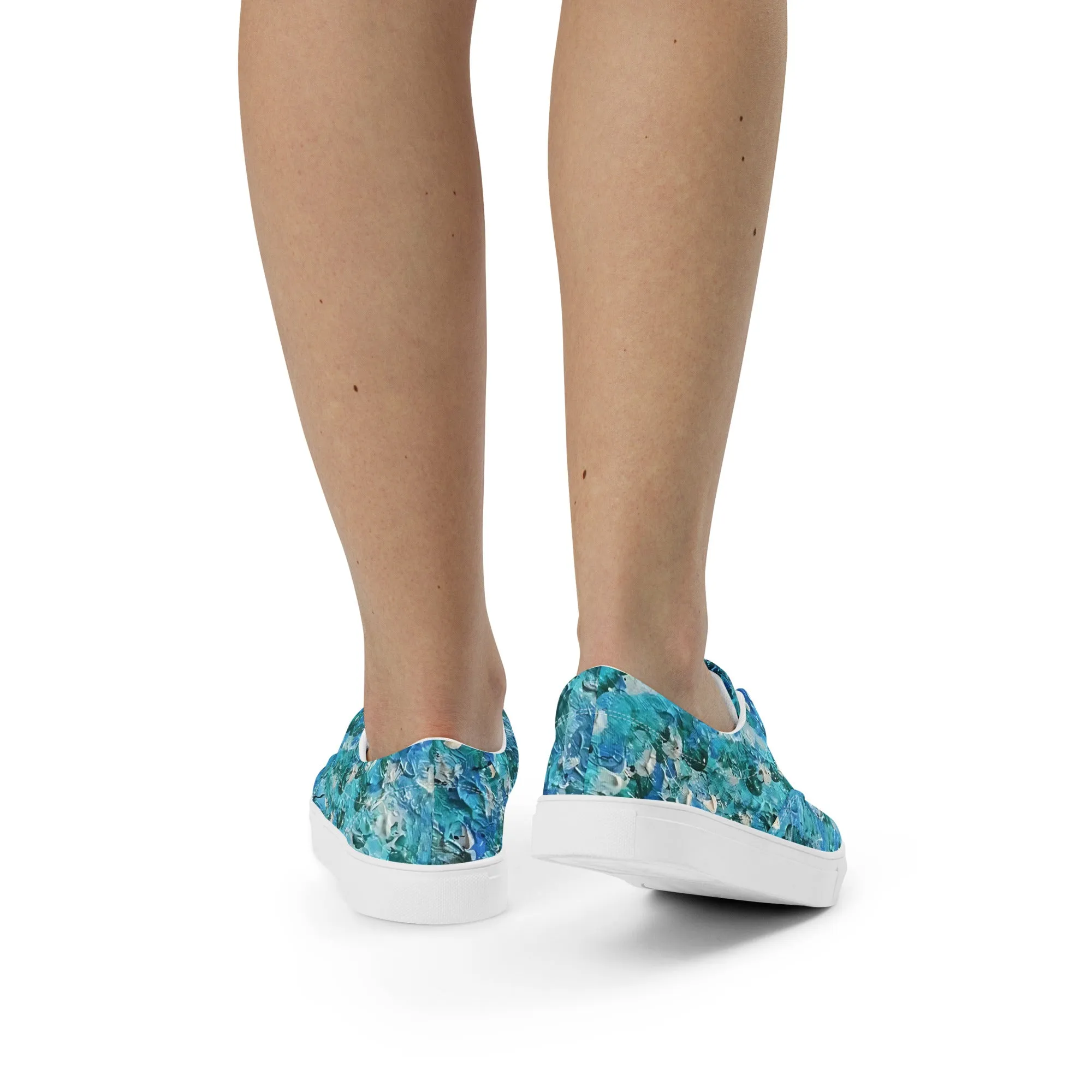 Abstract Blues Women’s lace-up canvas shoes –  Free Delivery! Rock / Metal / Gothic / EDM / Clubwear - Alternative Apparel Only from Phase B Records.