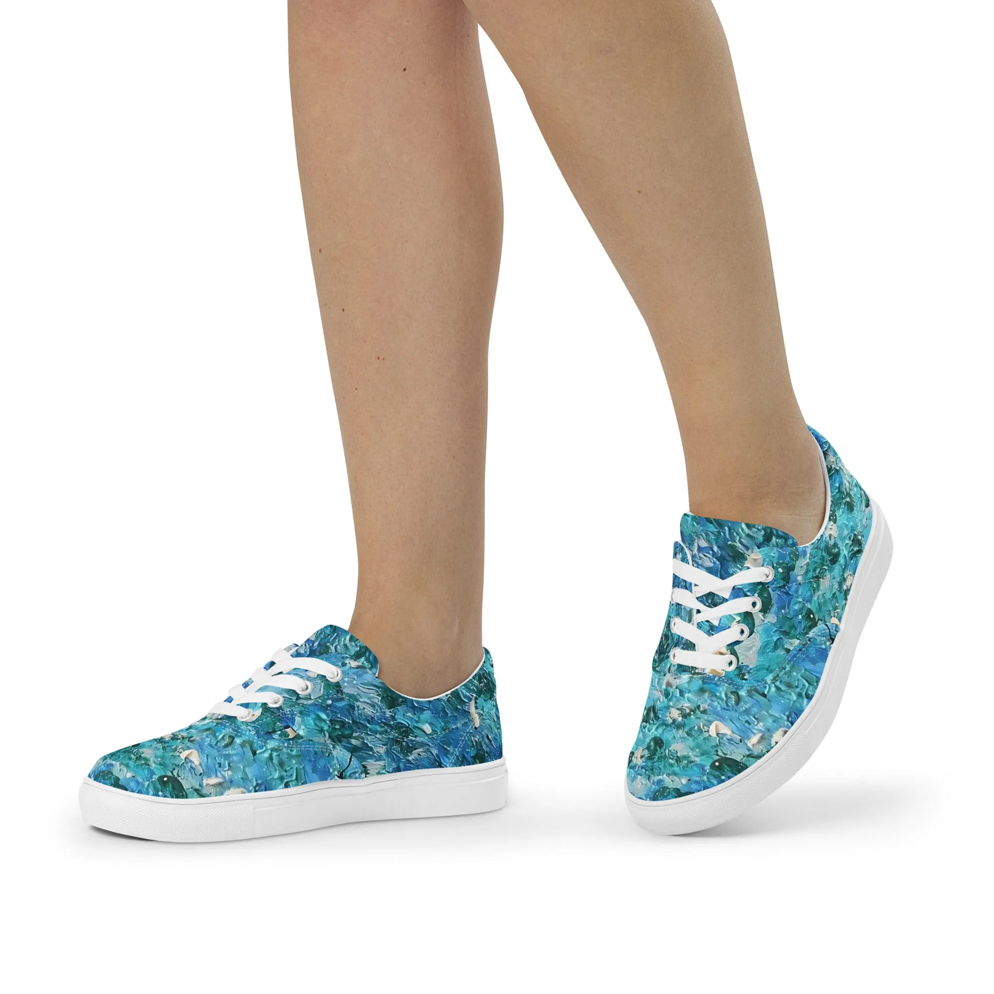 Abstract Blues Women’s lace-up canvas shoes –  Free Delivery! Rock / Metal / Gothic / EDM / Clubwear - Alternative Apparel Only from Phase B Records.