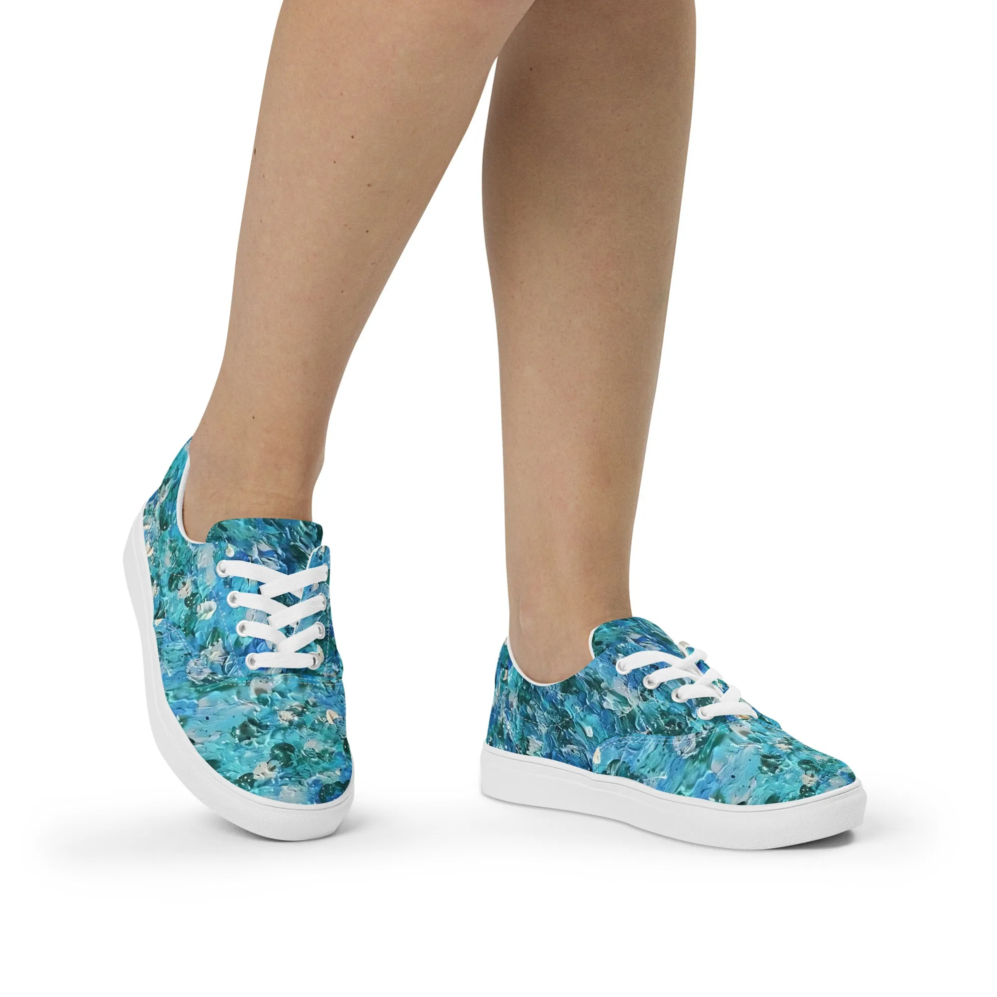 Abstract Blues Women’s lace-up canvas shoes –  Free Delivery! Rock / Metal / Gothic / EDM / Clubwear - Alternative Apparel Only from Phase B Records.