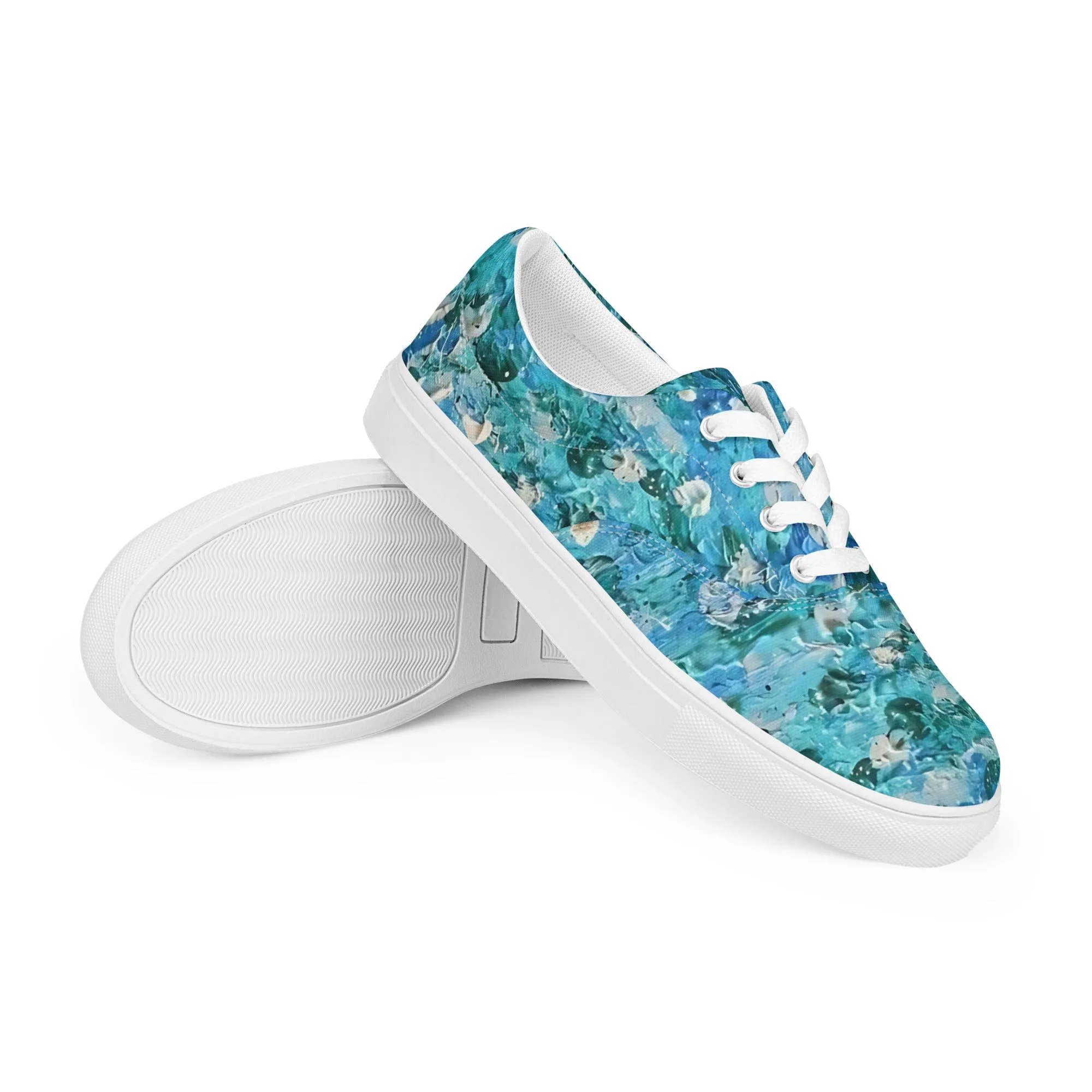 Abstract Blues Women’s lace-up canvas shoes –  Free Delivery! Rock / Metal / Gothic / EDM / Clubwear - Alternative Apparel Only from Phase B Records.