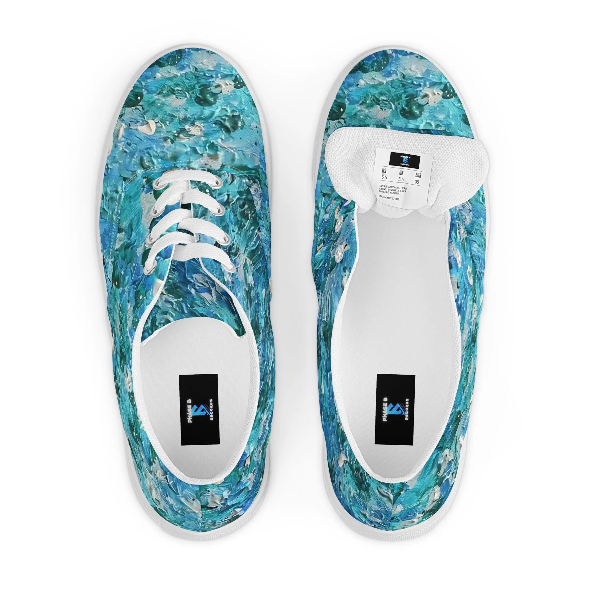 Abstract Blues Women’s lace-up canvas shoes –  Free Delivery! Rock / Metal / Gothic / EDM / Clubwear - Alternative Apparel Only from Phase B Records.