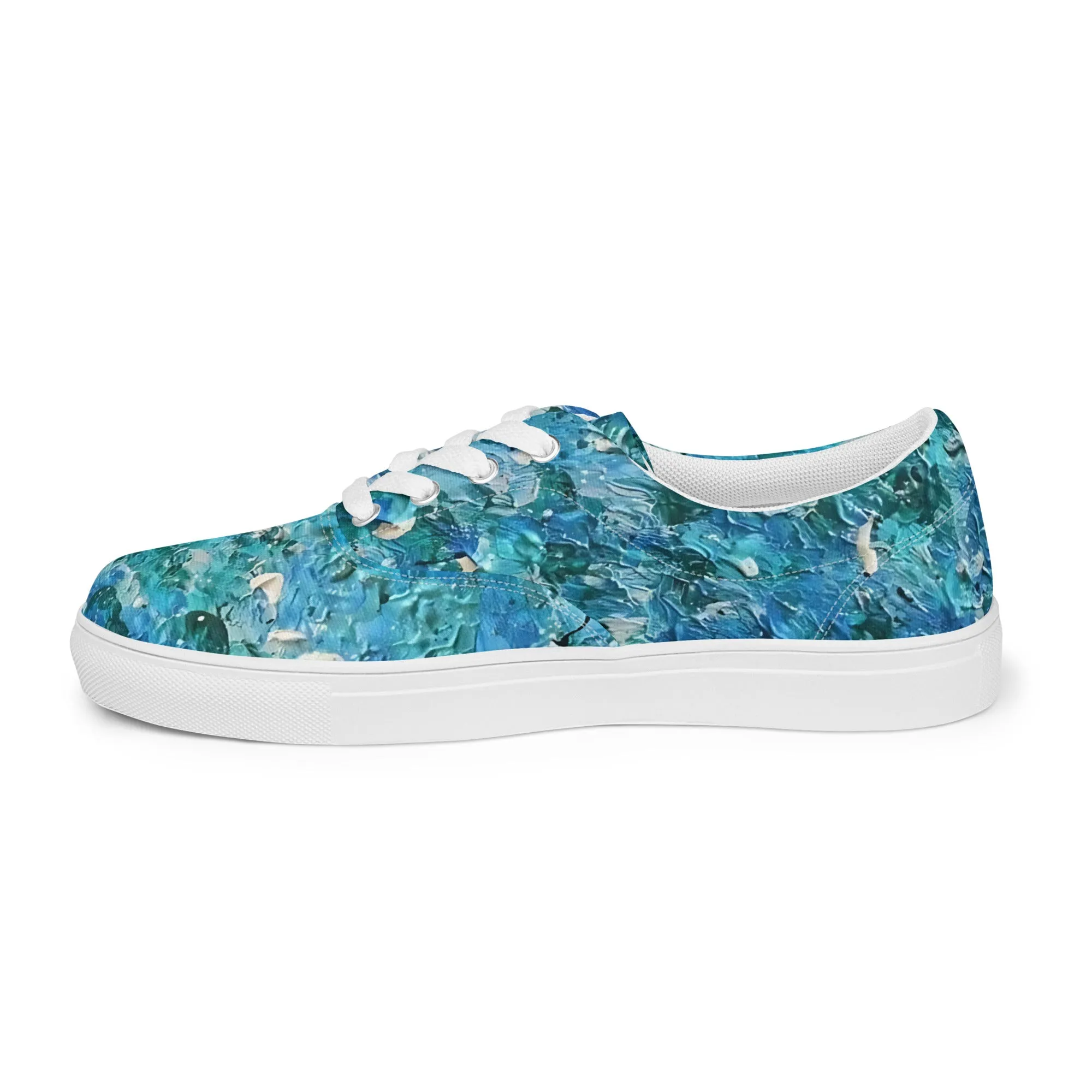 Abstract Blues Women’s lace-up canvas shoes –  Free Delivery! Rock / Metal / Gothic / EDM / Clubwear - Alternative Apparel Only from Phase B Records.