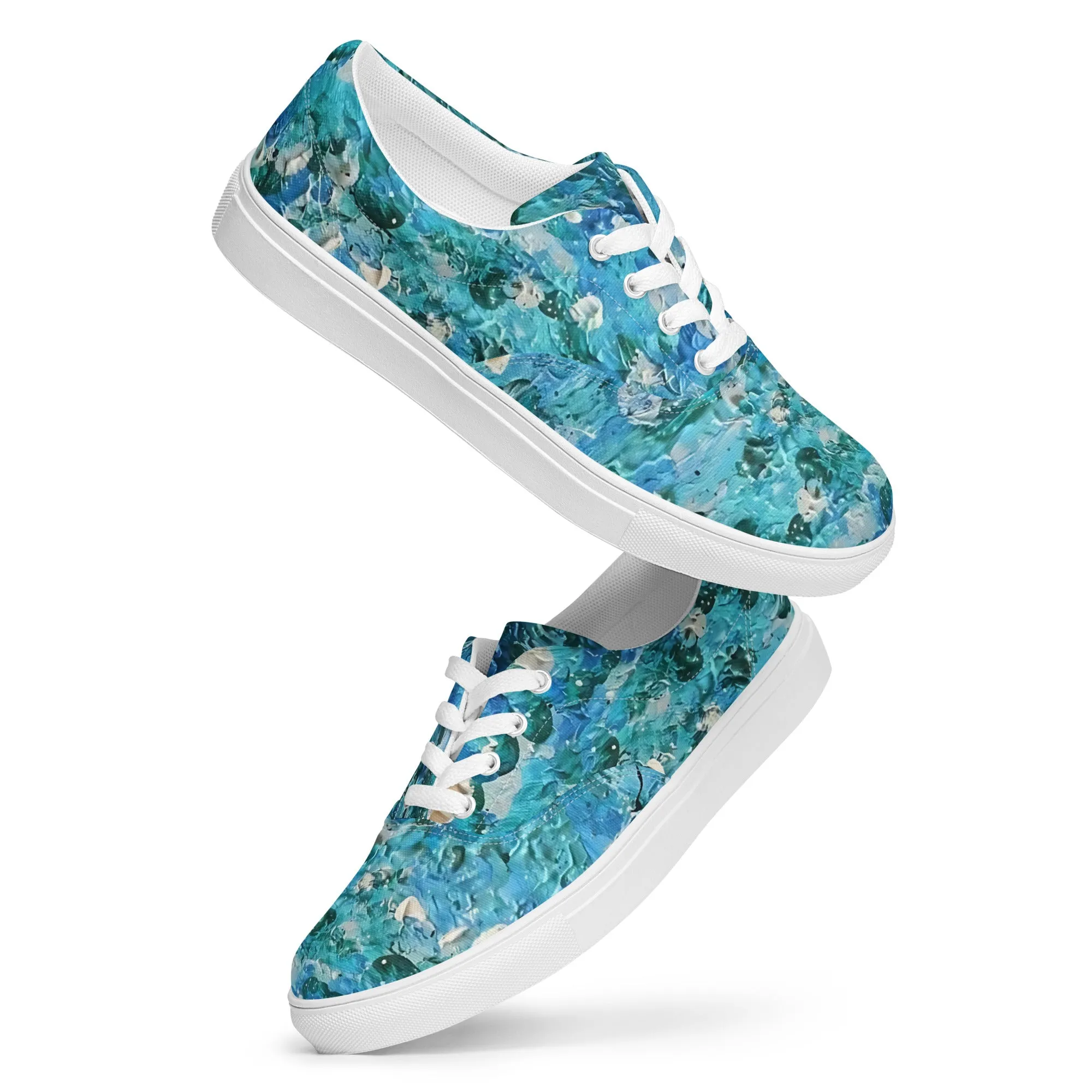 Abstract Blues Women’s lace-up canvas shoes –  Free Delivery! Rock / Metal / Gothic / EDM / Clubwear - Alternative Apparel Only from Phase B Records.