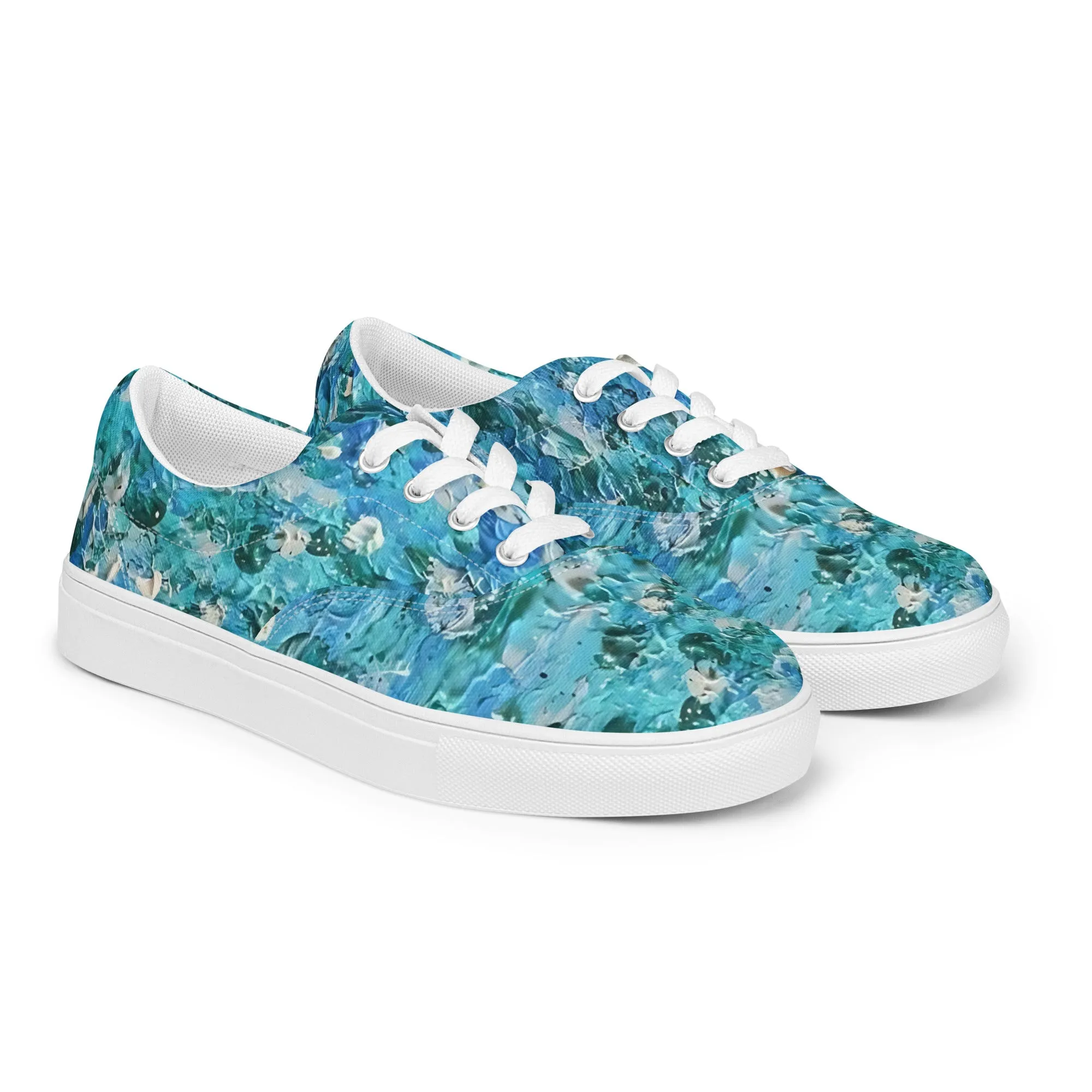 Abstract Blues Women’s lace-up canvas shoes –  Free Delivery! Rock / Metal / Gothic / EDM / Clubwear - Alternative Apparel Only from Phase B Records.
