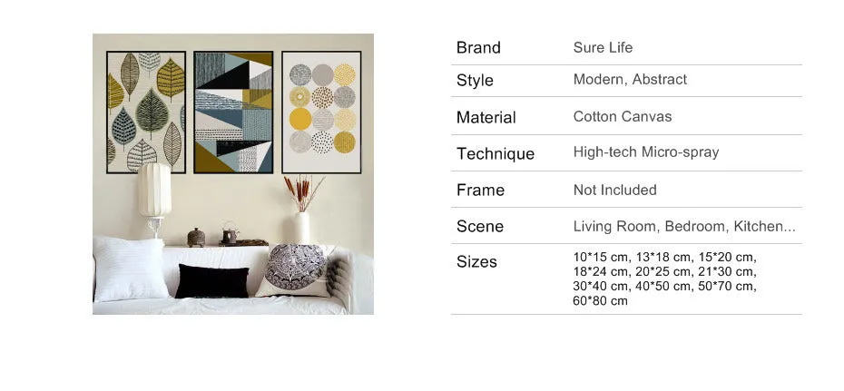 Abstract Geometric Canvas Paintings for Living Room - Home Decor