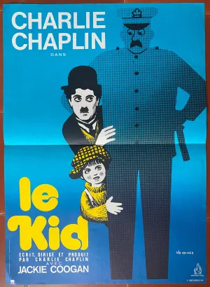 Affiche LE KID Jackie Coogan CHARLIE CHAPLIN Leo Kouper 40x60cm 70's