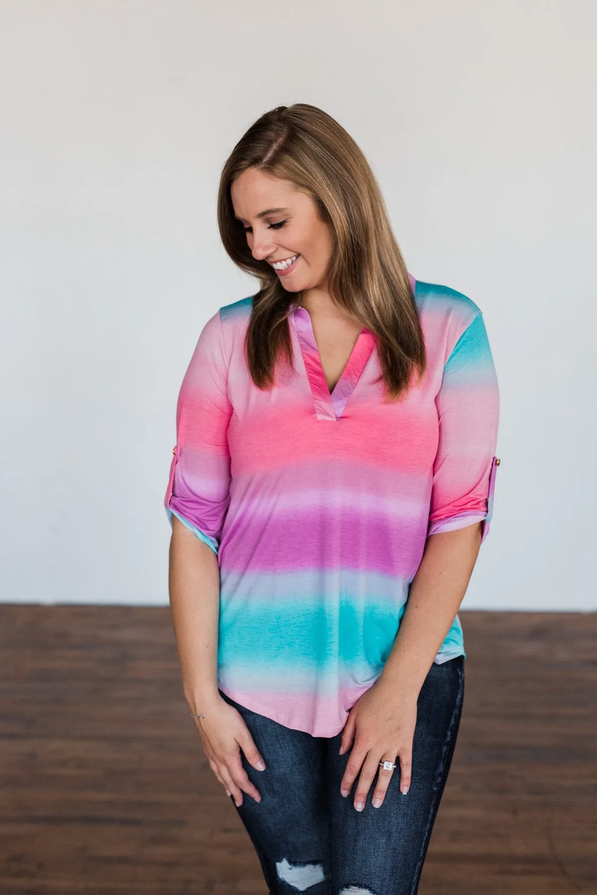 All This Love Color Block Top- Fuchsia, Mint, & Purple