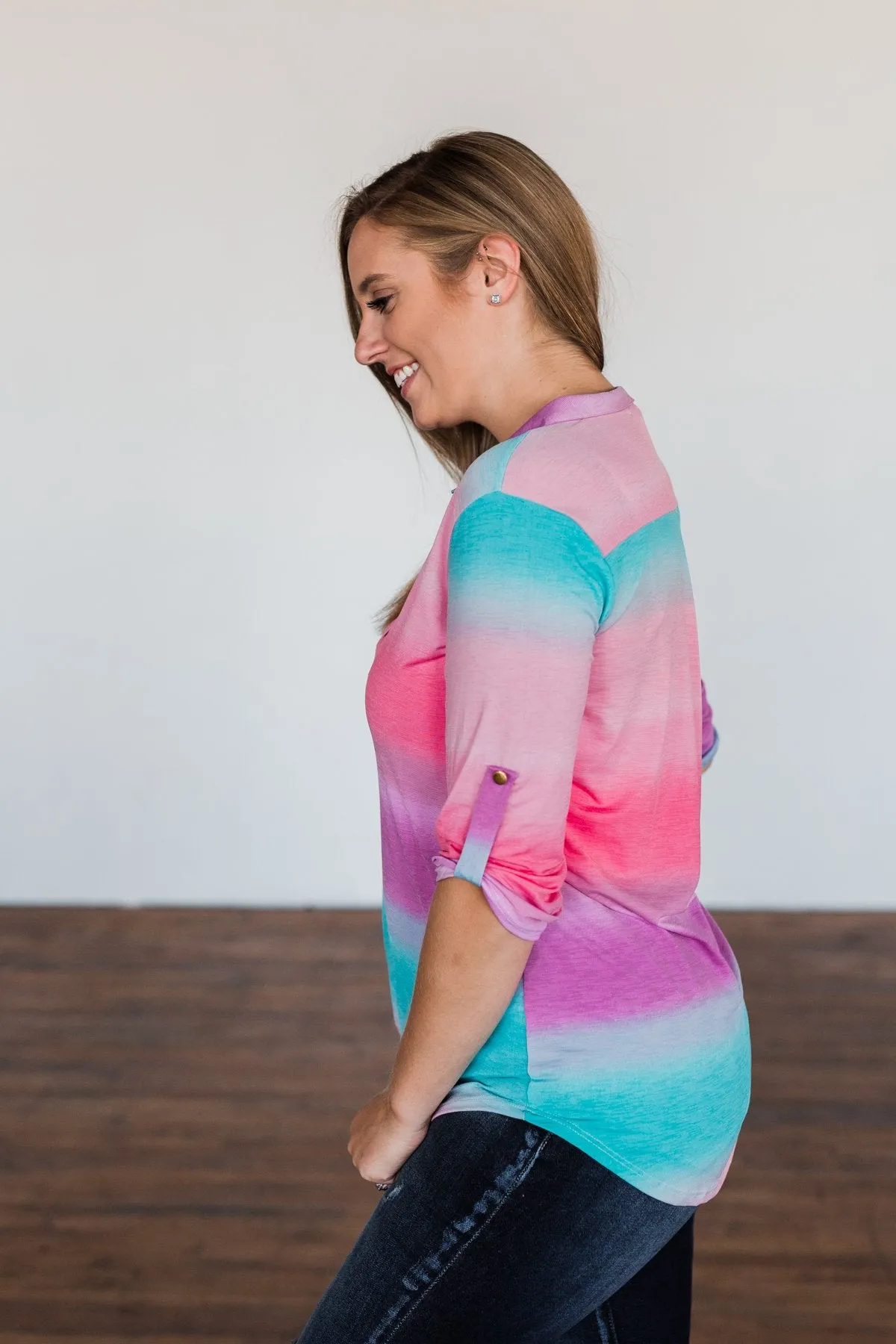 All This Love Color Block Top- Fuchsia, Mint, & Purple