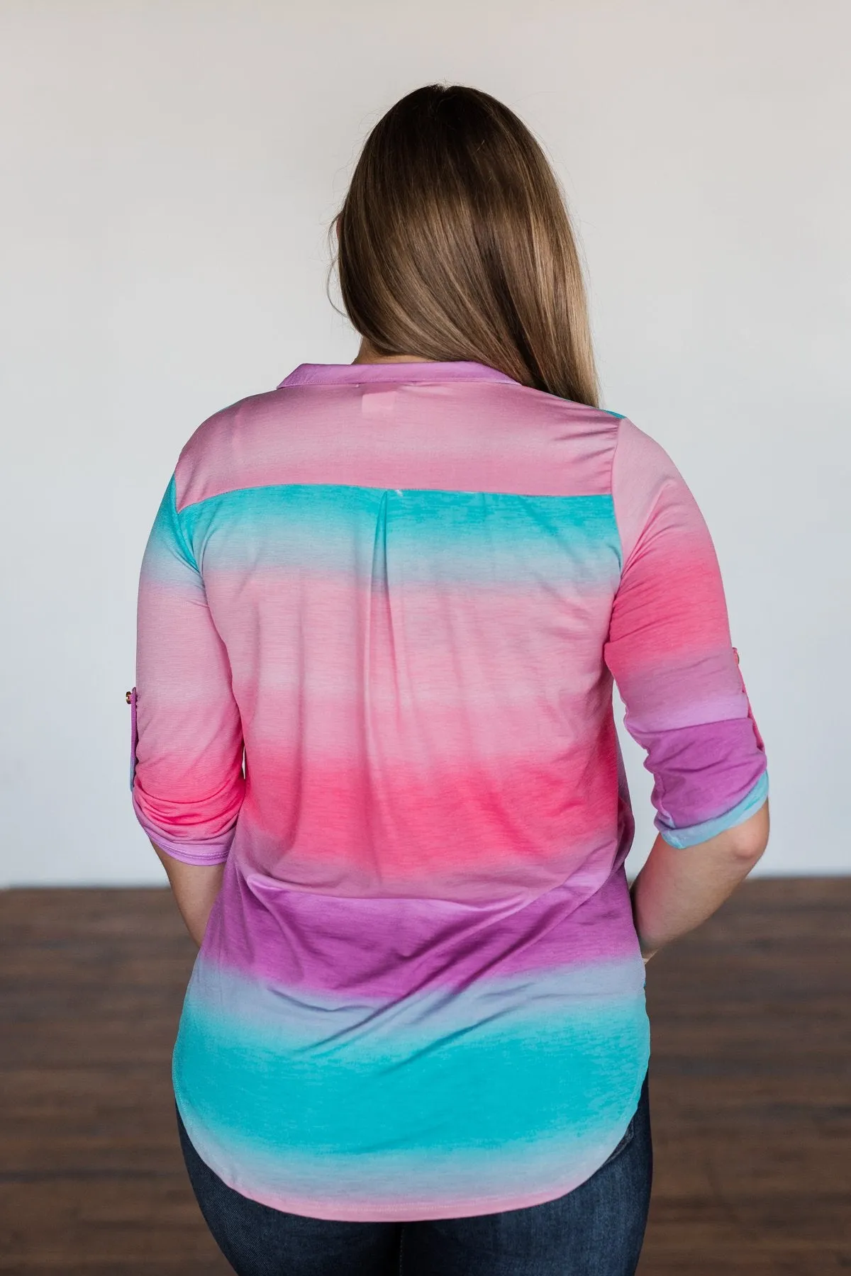 All This Love Color Block Top- Fuchsia, Mint, & Purple