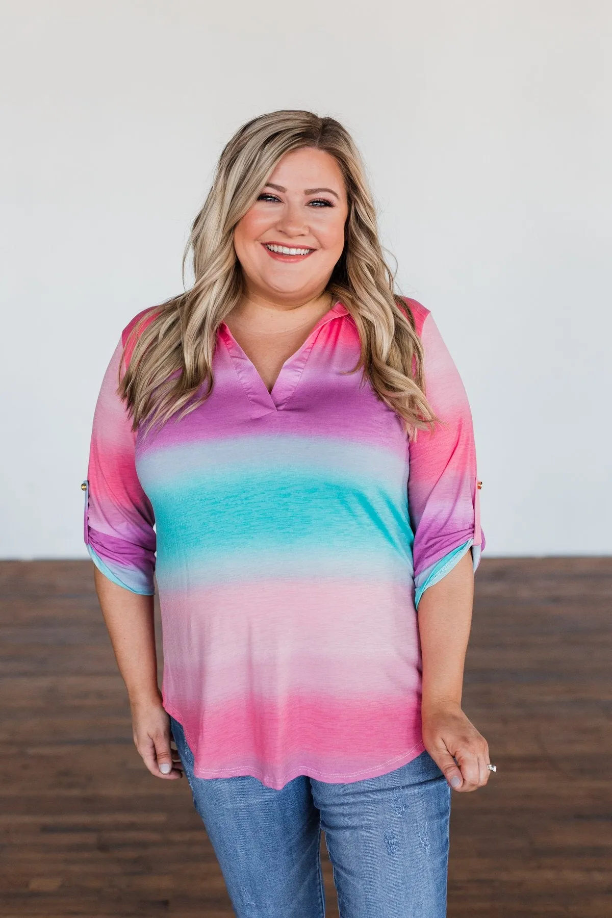 All This Love Color Block Top- Fuchsia, Mint, & Purple
