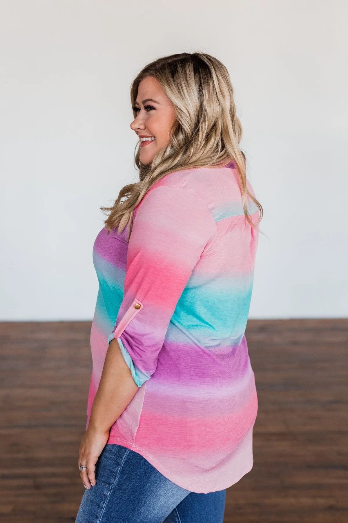 All This Love Color Block Top- Fuchsia, Mint, & Purple