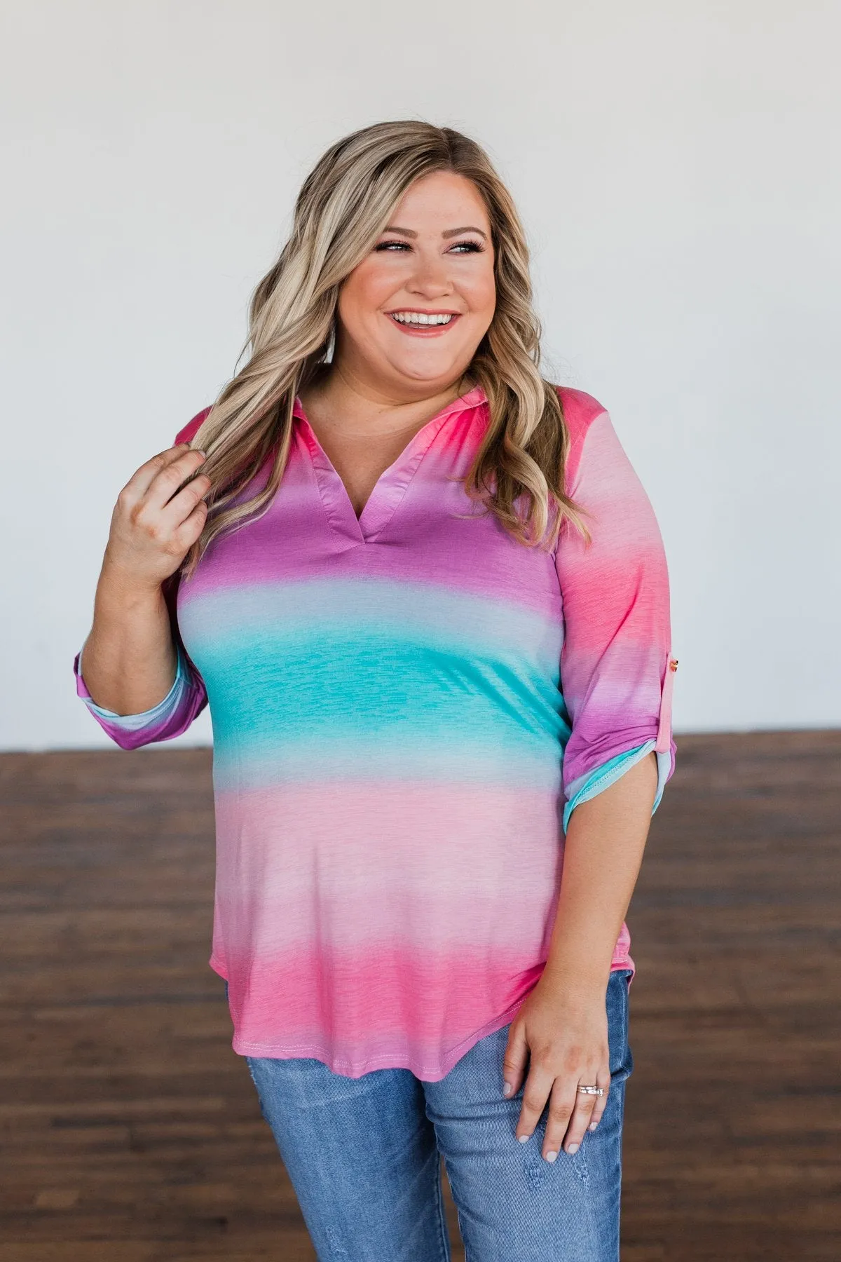 All This Love Color Block Top- Fuchsia, Mint, & Purple