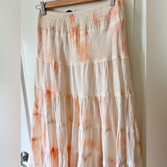 Anthropologie Chaudry Tie Dye Maxi Tiered Peplum Skirt