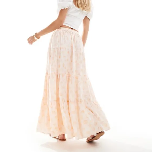 Anthropologie Chaudry Tie Dye Maxi Tiered Peplum Skirt