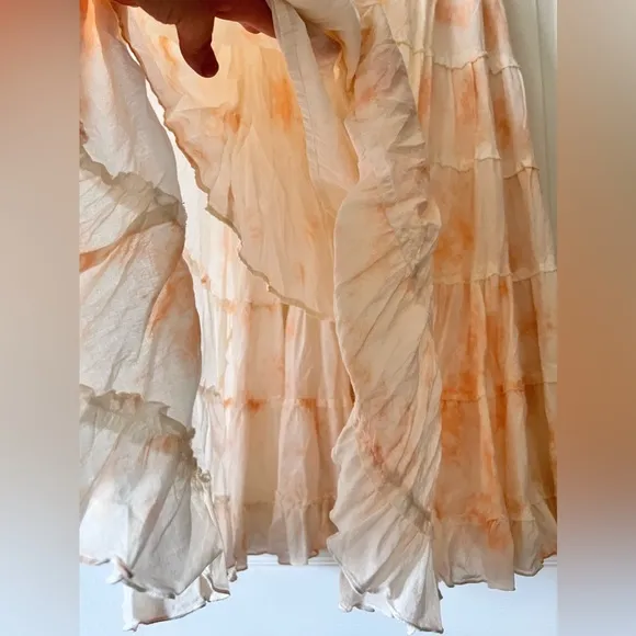Anthropologie Chaudry Tie Dye Maxi Tiered Peplum Skirt