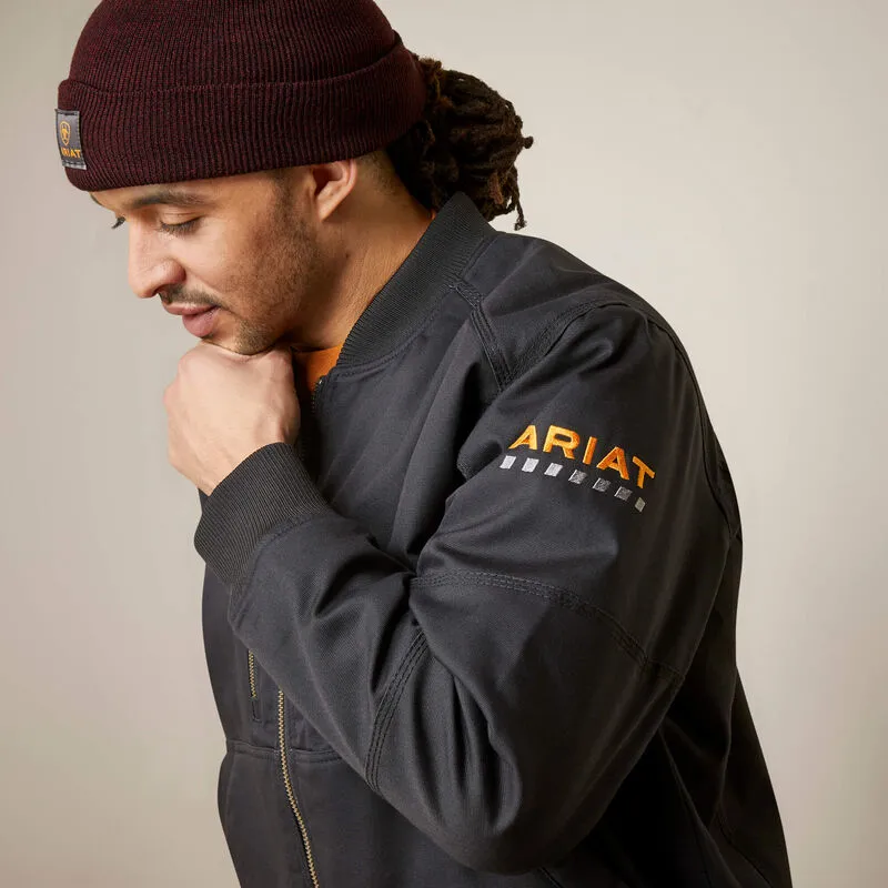 Ariat Men's Rebar Stretch Canvas Bomber Jacket Black - 10046515