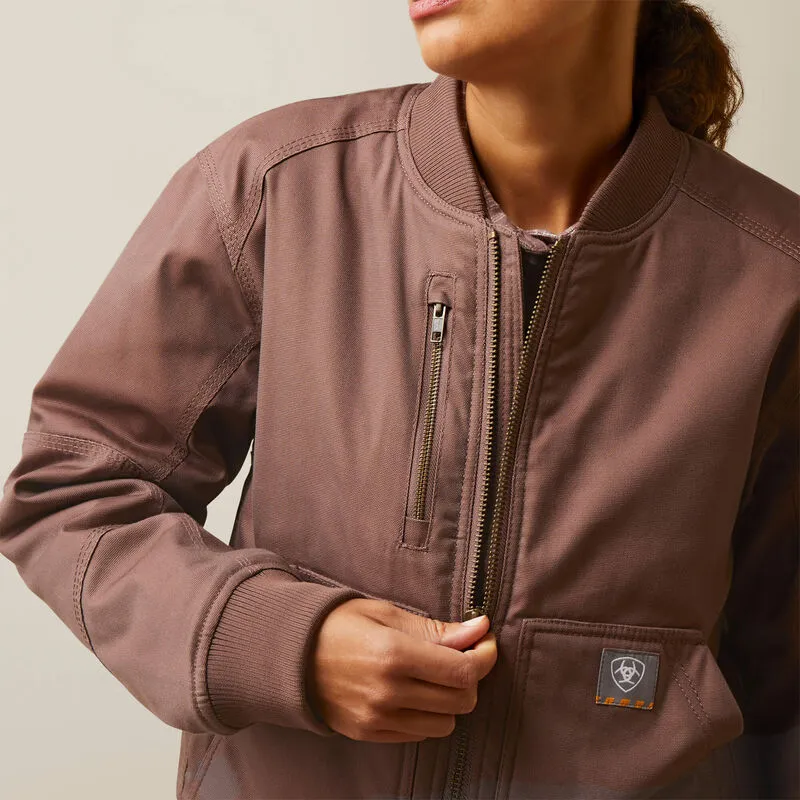 Ariat Women's Rebar Stretch Canvas Bomber Jacket Pepper - 10046382