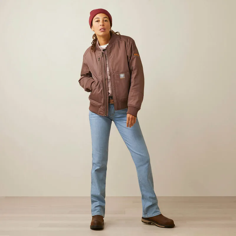 Ariat Women's Rebar Stretch Canvas Bomber Jacket Pepper - 10046382