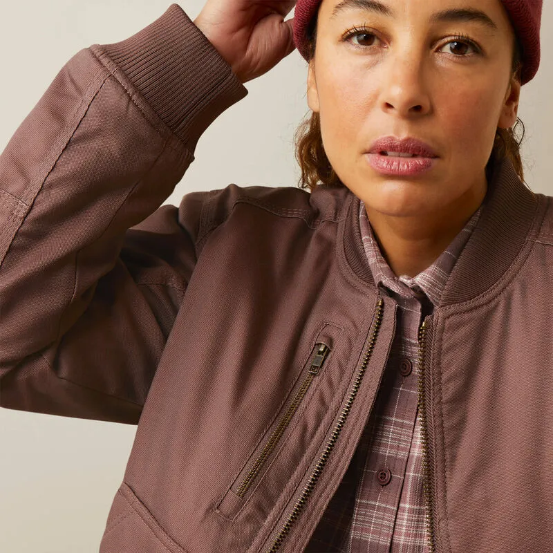 Ariat Women's Rebar Stretch Canvas Bomber Jacket Pepper - 10046382