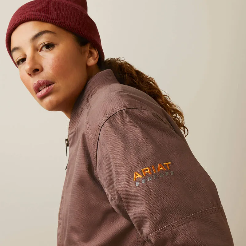 Ariat Women's Rebar Stretch Canvas Bomber Jacket Pepper - 10046382