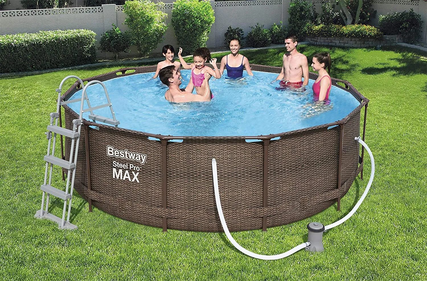 Bestway 12 ft x 39.5 Inch/ 3.66 m x 1 m Set Steel Pro MAX Deluxe Series Round Pools