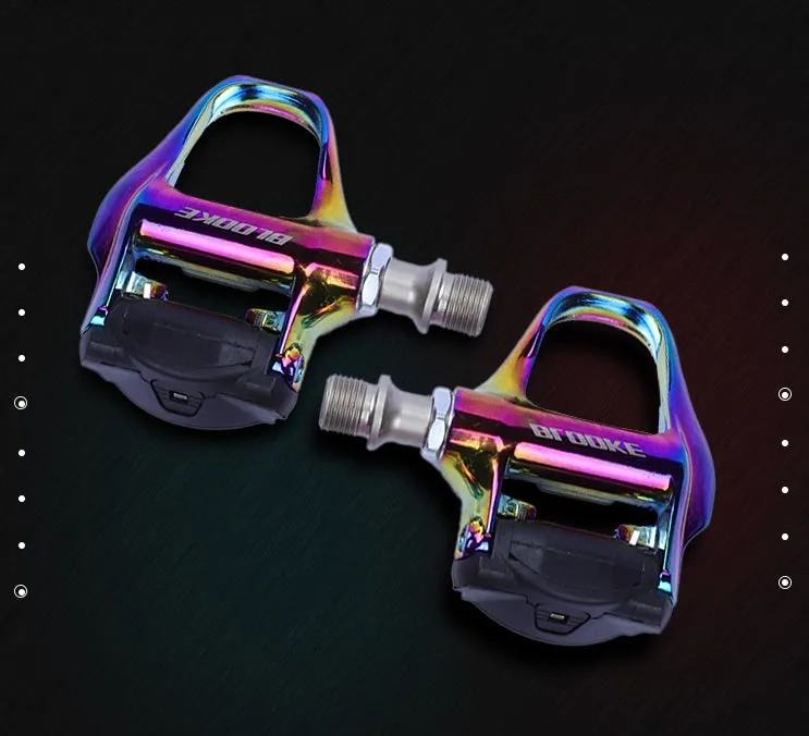 Blooke Road Bike Self-Locking Pedal, Electroplated Aluminum Alloy Bearing Self-Locking Pedal Spd System