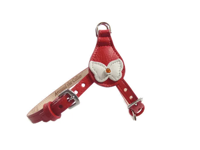 Butterfly Leather Step-In Harness with Crystal