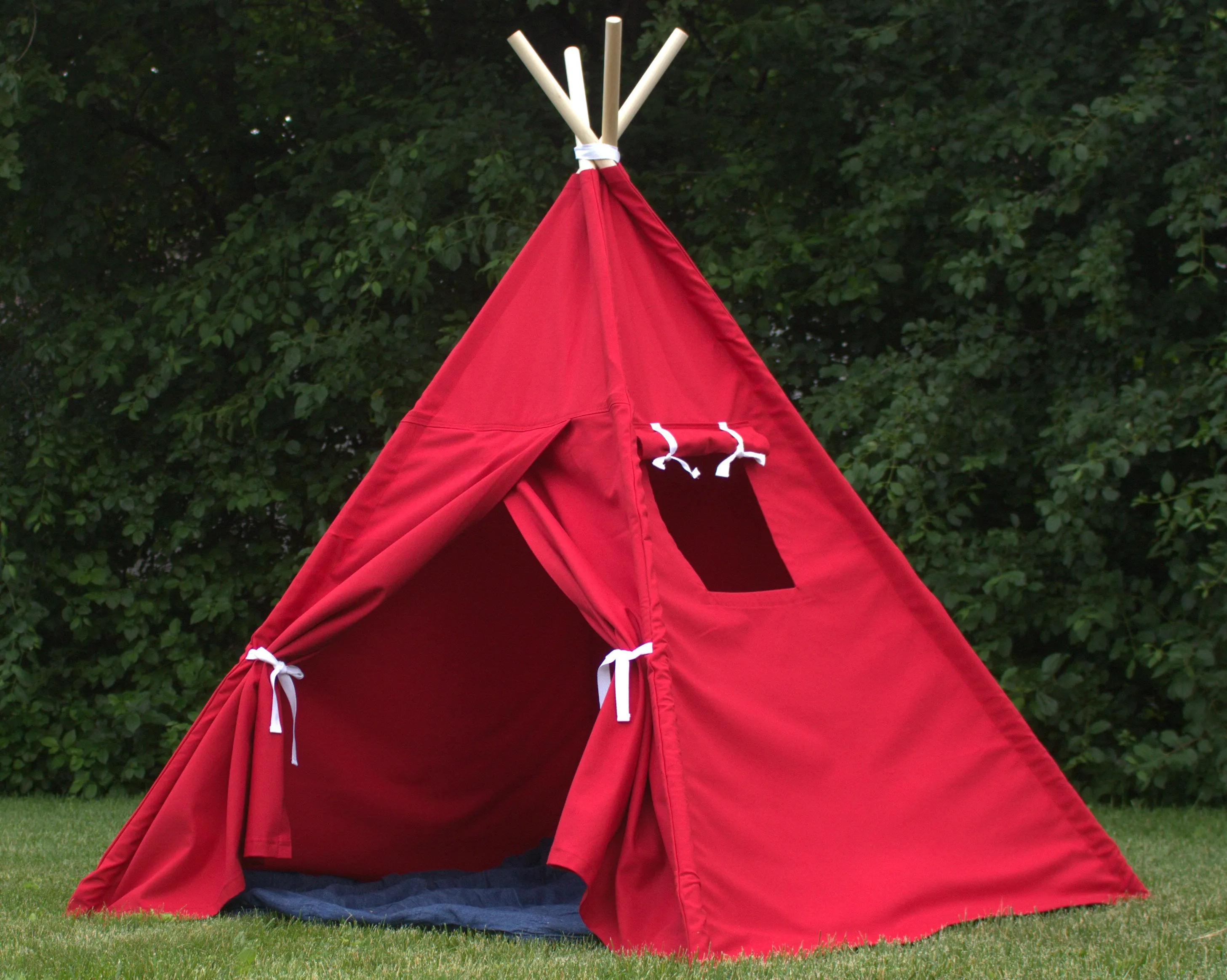 Canvas Kids Teepee Play Tent with Window, 14 Colors, 5 Sizes