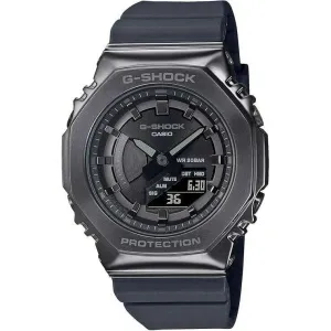CASIO G-SHOCK MID-SIZE MODEL METAL COVERED BLACK & GREY LADIES WATCH GM-S2100B-8AJF