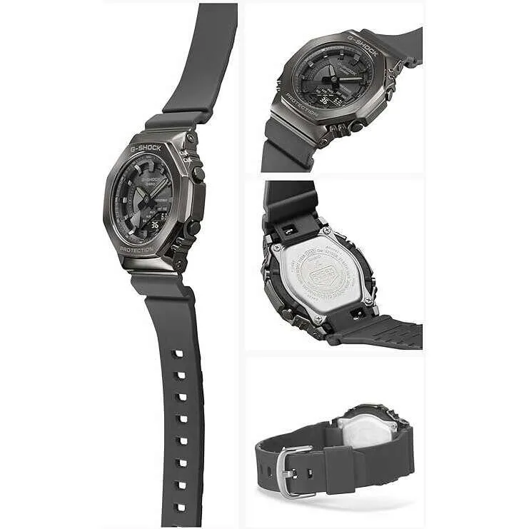 CASIO G-SHOCK MID-SIZE MODEL METAL COVERED BLACK & GREY LADIES WATCH GM-S2100B-8AJF